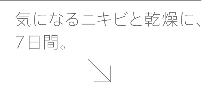 気になるニキビと乾燥に、７日間。