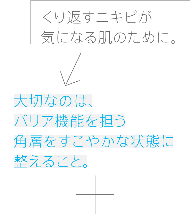 くり返すニキビが気になる肌のために。大切なのは、バリア機能を担う角層をすこやかな状態に整えること。