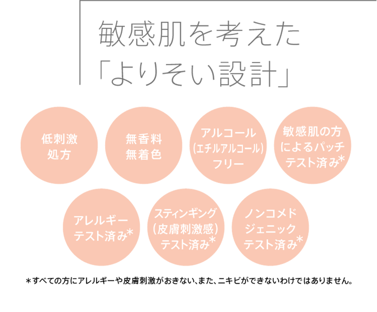 
              敏感肌を考えた「よりそい設計」
              