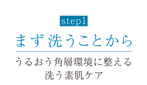 step1 まず洗うことから うるおう角層環境に整える洗う素肌ケア