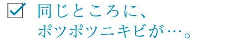 同じところに、ポツポツニキビが…。